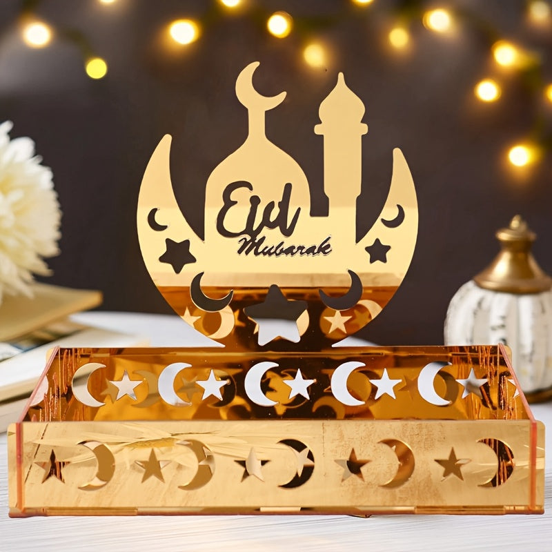 Golden Acrylic Eid Moon Star Dessert Tray LPT