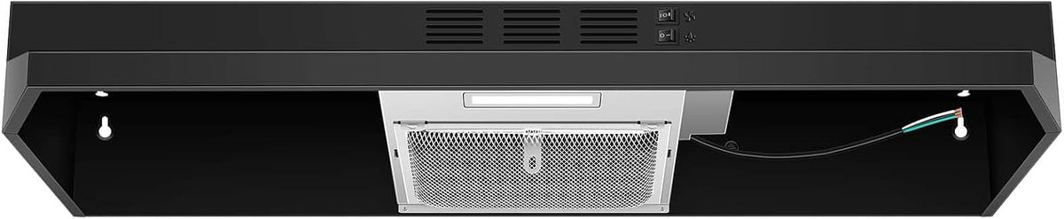 SNDOAS Black Range Hood 36 inch,Ductless Under Cabinet Range Hood Included Carbon Sponge Filter,Ducted Optional,Kitchen Hood 36 inch with 2 Vents,2 Speeds,Hard Wired Stove Vent Jansha Store