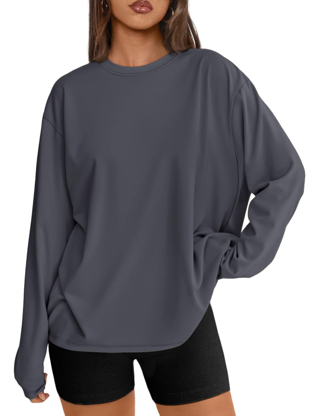 Trendy Queen Womens Oversized Long Sleeve Shirts Fall Tops 2026 Basic Tees Jansha Store
