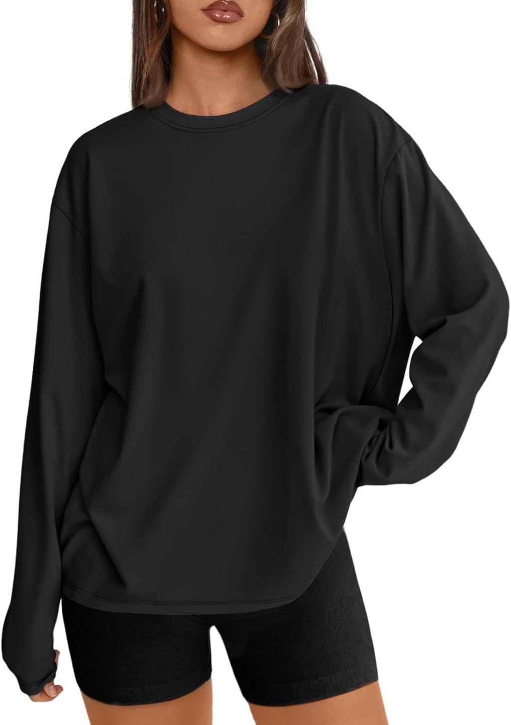 Trendy Queen Womens Oversized Long Sleeve Shirts Fall Tops 2026 Basic Tees Jansha Store