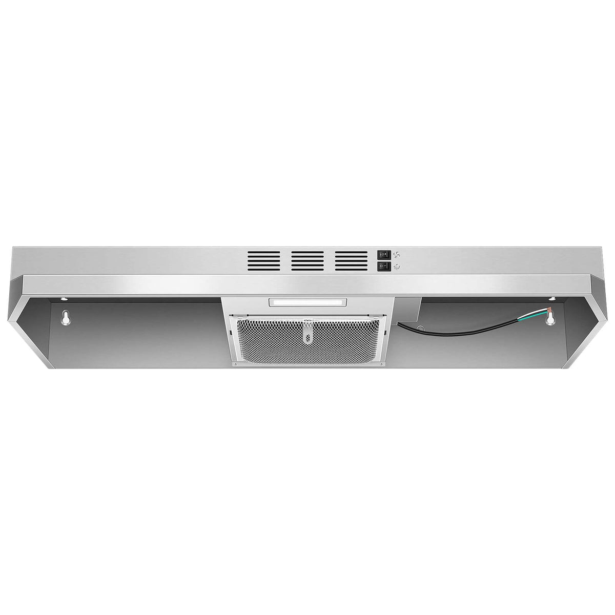 SNDOAS Black Range Hood 36 inch,Ductless Under Cabinet Range Hood Included Carbon Sponge Filter,Ducted Optional,Kitchen Hood 36 inch with 2 Vents,2 Speeds,Hard Wired Stove Vent Jansha Store