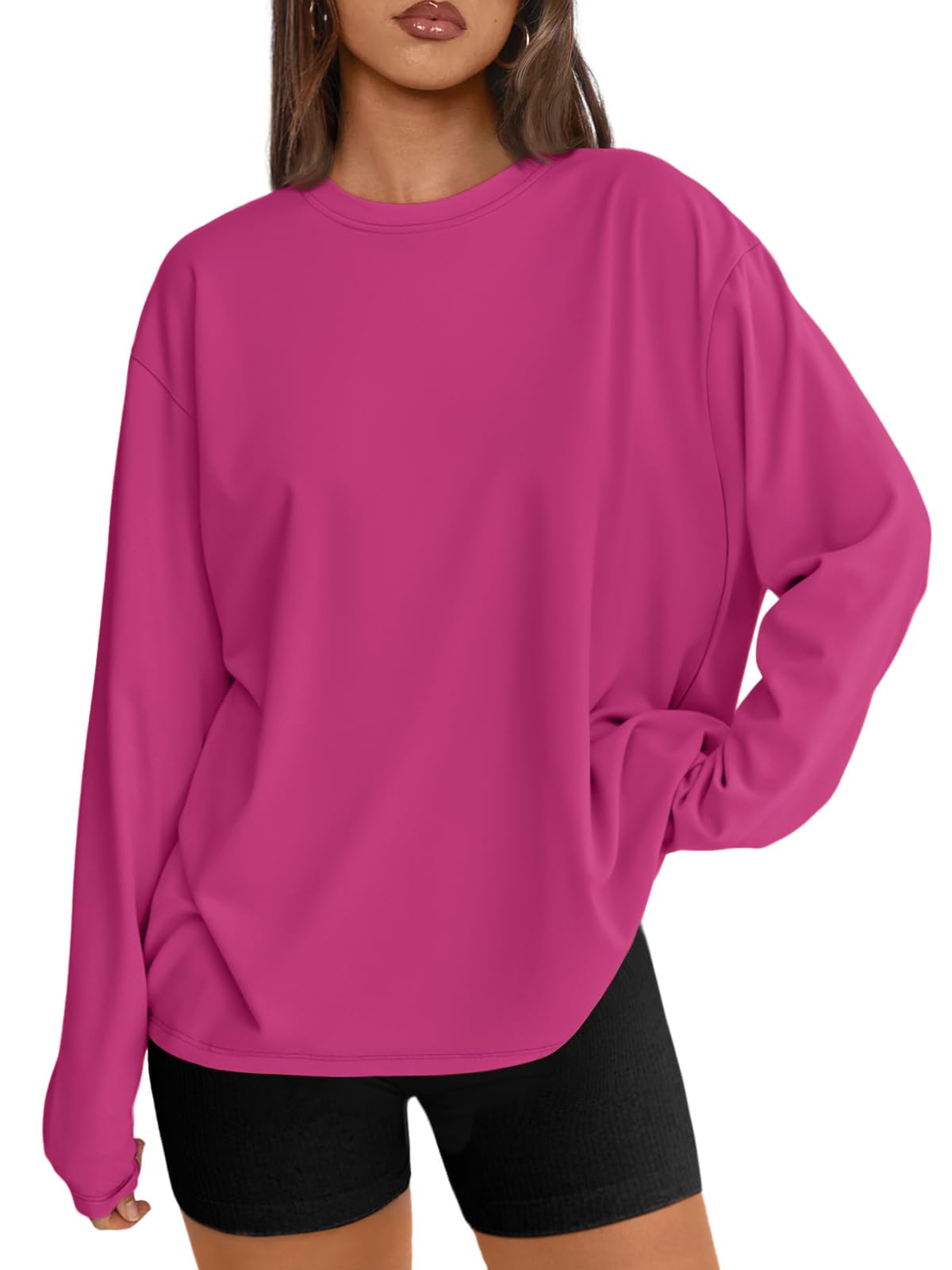 Trendy Queen Womens Oversized Long Sleeve Shirts Fall Tops 2026 Basic Tees Jansha Store