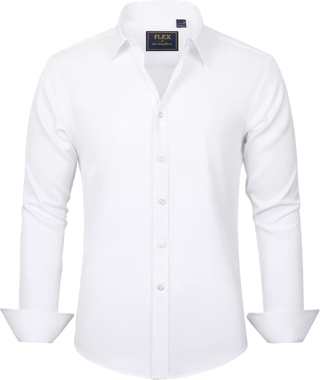 J.VER Men's Dress Shirts Solid Long Sleeve Stretch Wrinkle-Free Formal Shirt Business Casual Button Down Shirts Jansha Store