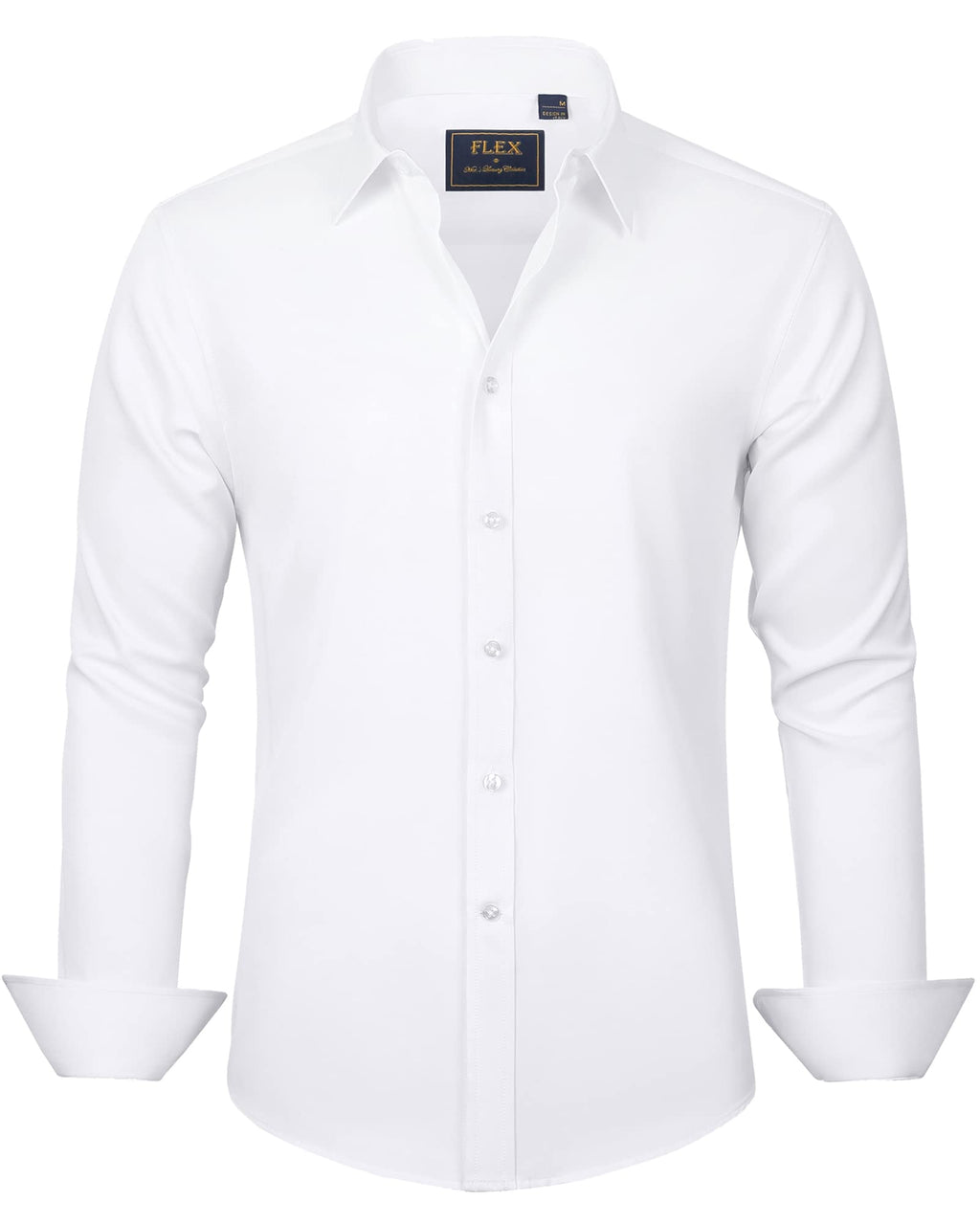 J.VER Men's Dress Shirts Solid Long Sleeve Stretch Wrinkle-Free Formal Shirt Business Casual Button Down Shirts Jansha Store