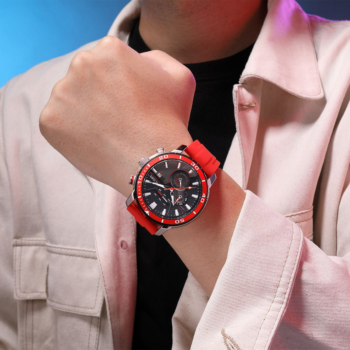 MEGIR Luxury Military Watches for Men Fashion Sport Quartz Wristwatch Waterproof Silicone Band Male Clock Chronograph with Date 2224-4