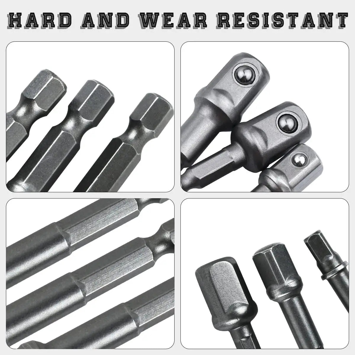 8Pcs Impact Socket Adapter Set, 1/4 3/8 1/2 Hex Shank Square Nut Driver Extension Bit Set for Power Drill Impact Driver Tool Jansha Store