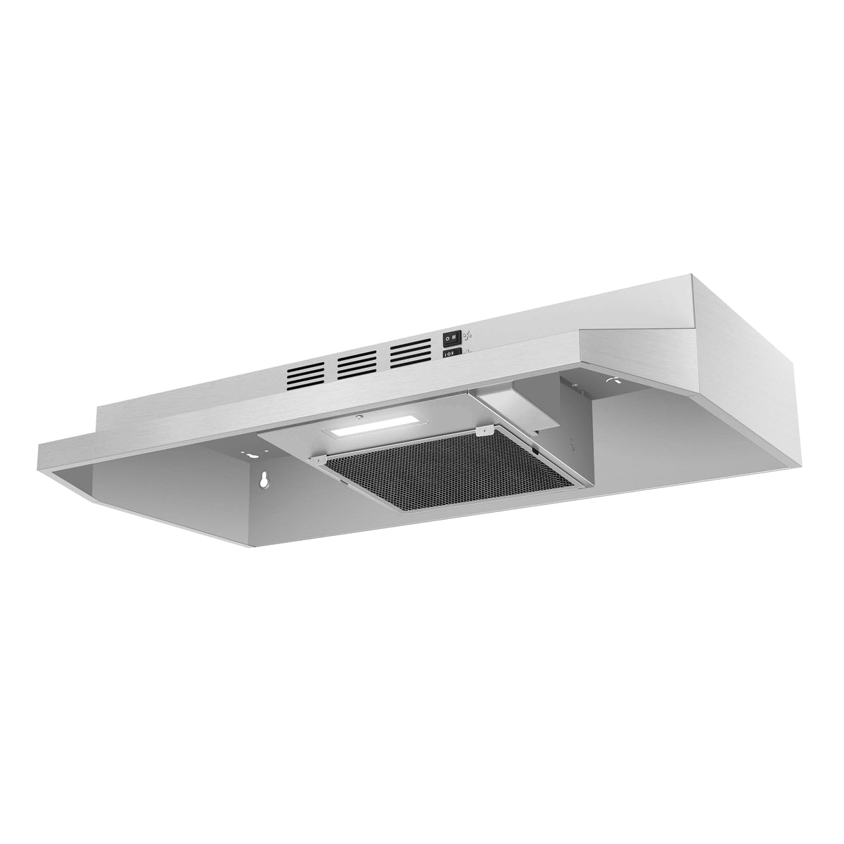 SNDOAS Black Range Hood 36 inch,Ductless Under Cabinet Range Hood Included Carbon Sponge Filter,Ducted Optional,Kitchen Hood 36 inch with 2 Vents,2 Speeds,Hard Wired Stove Vent Jansha Store