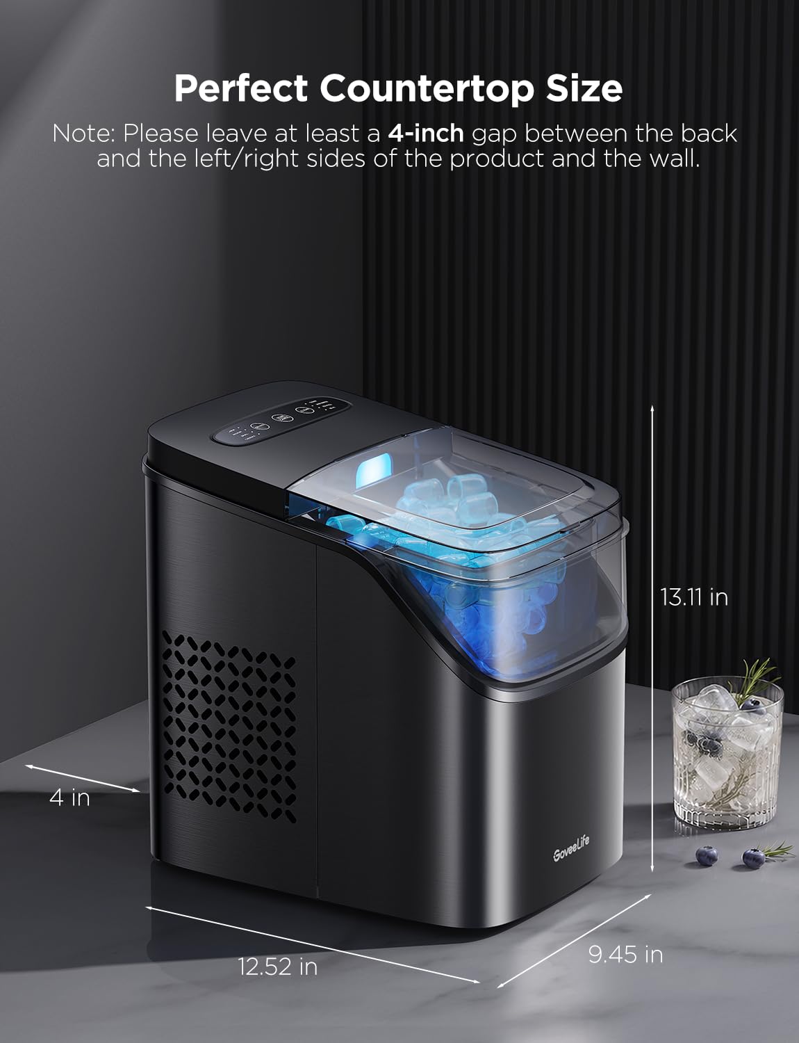 GoveeLife Smart Ice Maker, 9 Ice Cubes in 6 Mins 3 Sizes, 26lbs/Day, Silver Jansha Store
