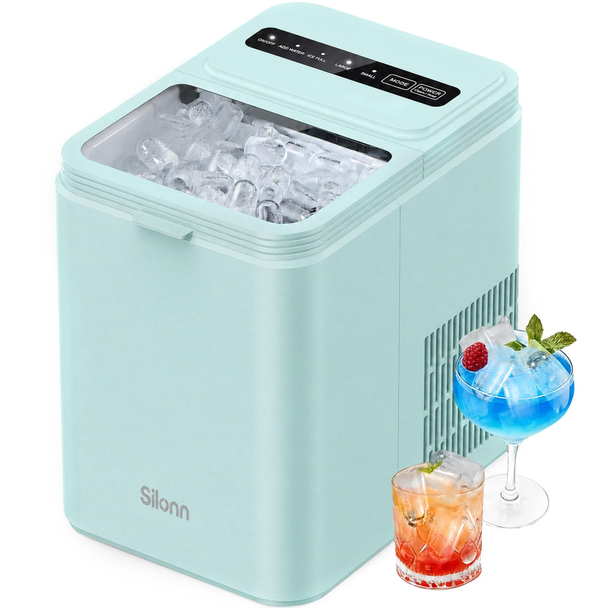 Silonn Ice Maker Countertop, Portable Ice Machine with Carry Handle, Self-Cleaning Ice Makers with Basket and Scoop, 9 Cubes in 6 Mins, 26 lbs per Day, Ideal for Home, Kitchen, Camping, RV Jansha Store