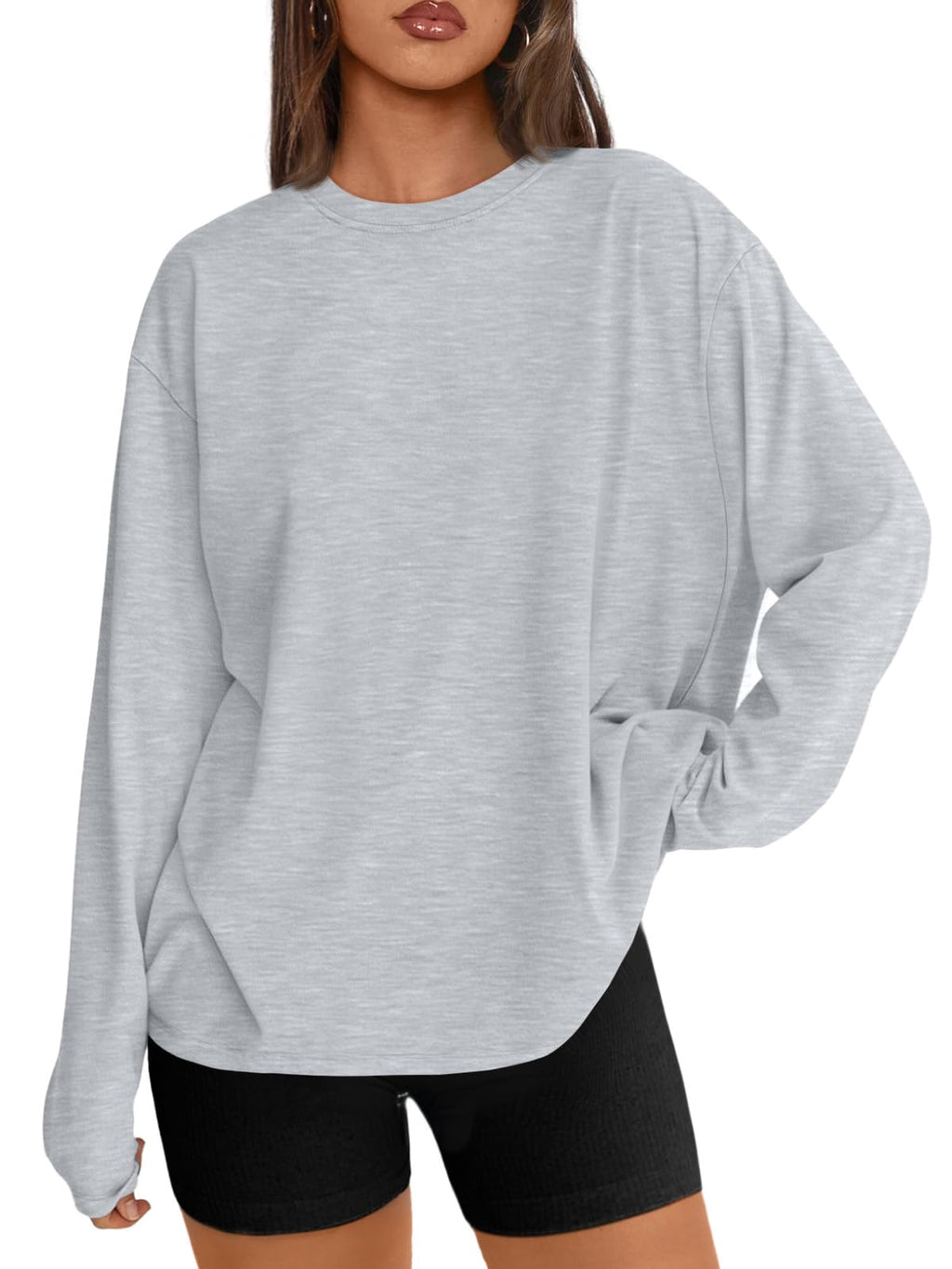Trendy Queen Womens Oversized Long Sleeve Shirts Fall Tops 2026 Basic Tees Jansha Store