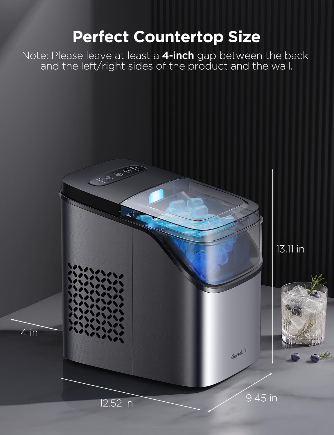 GoveeLife Smart Ice Maker, 9 Ice Cubes in 6 Mins 3 Sizes, 26lbs/Day, Silver Jansha Store