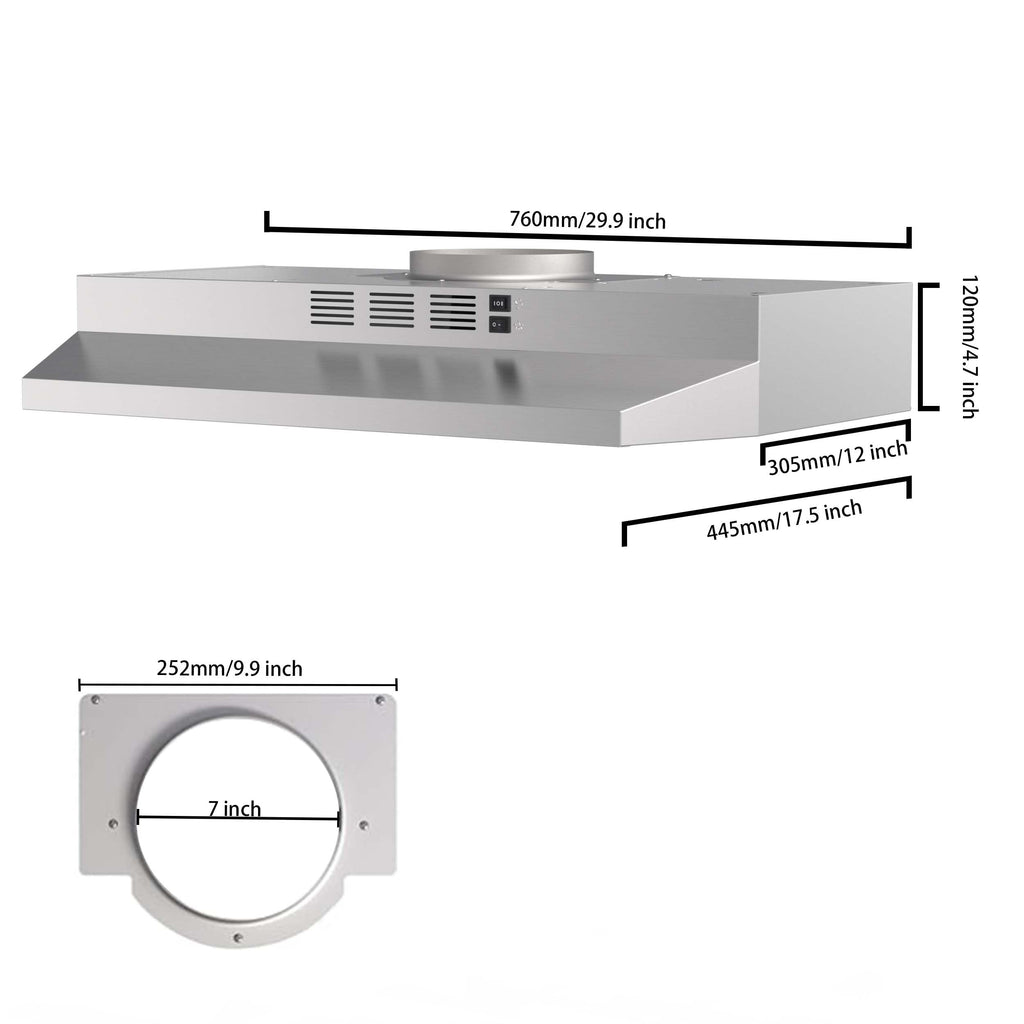 SNDOAS Black Range Hood 36 inch,Ductless Under Cabinet Range Hood Included Carbon Sponge Filter,Ducted Optional,Kitchen Hood 36 inch with 2 Vents,2 Speeds,Hard Wired Stove Vent Jansha Store