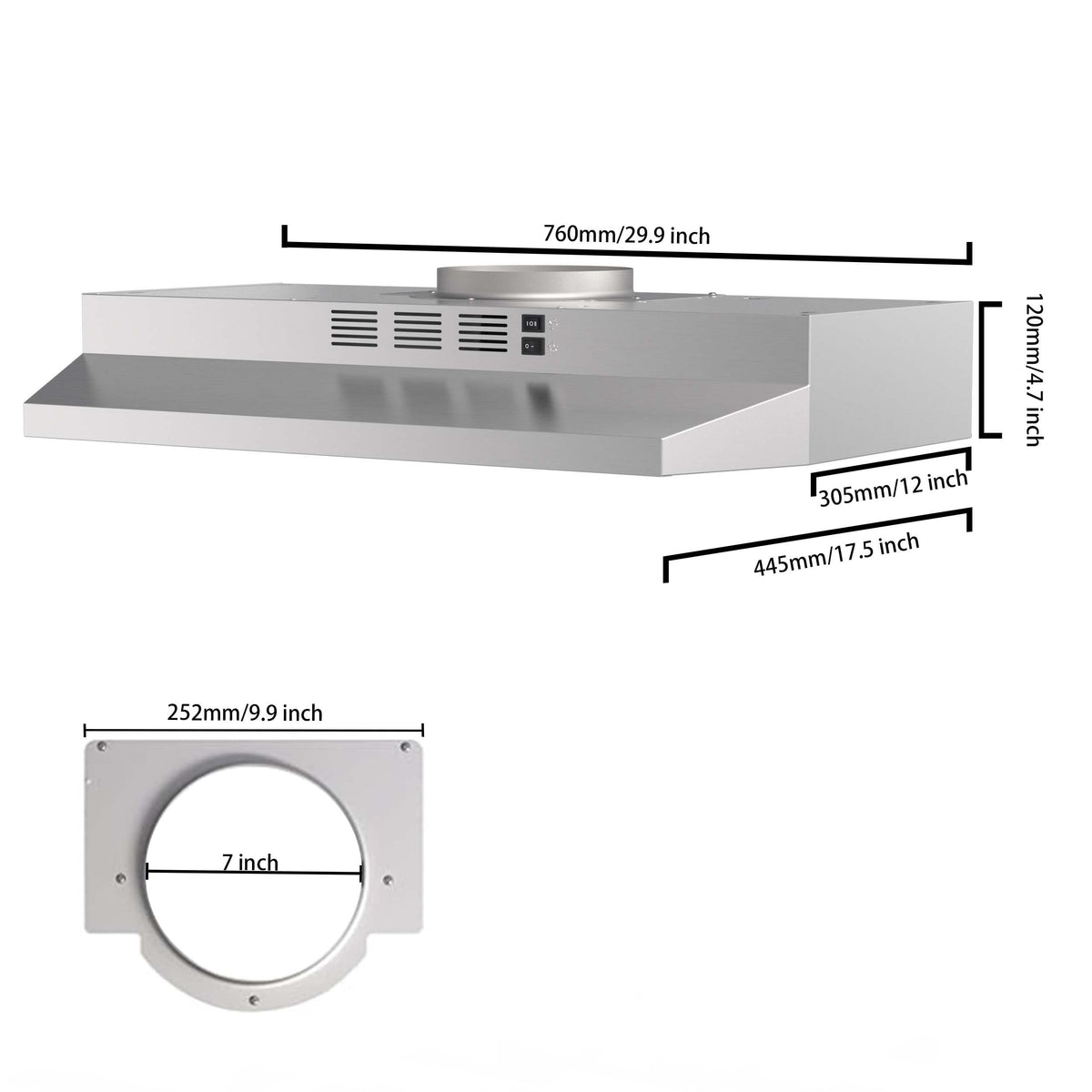SNDOAS Black Range Hood 36 inch,Ductless Under Cabinet Range Hood Included Carbon Sponge Filter,Ducted Optional,Kitchen Hood 36 inch with 2 Vents,2 Speeds,Hard Wired Stove Vent Jansha Store
