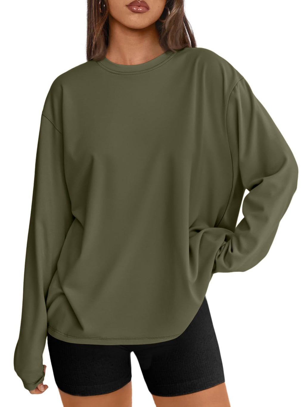 Trendy Queen Womens Oversized Long Sleeve Shirts Fall Tops 2026 Basic Tees Jansha Store