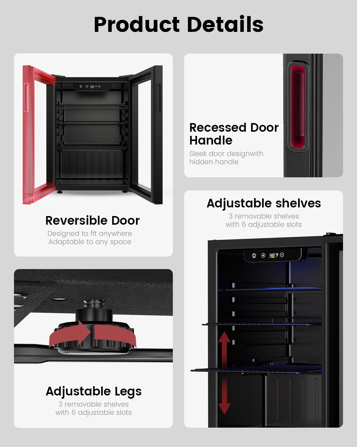 Feelfunn 24 Can Beverage Refrigerator, Mini Fridge, Black Jansha Store