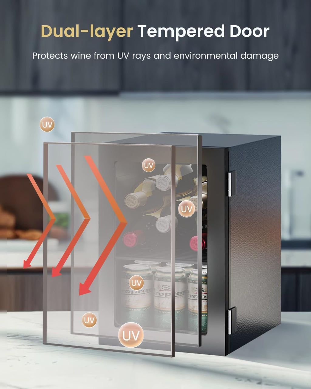 Feelfunn 24 Can Beverage Refrigerator, Mini Fridge, Black Jansha Store