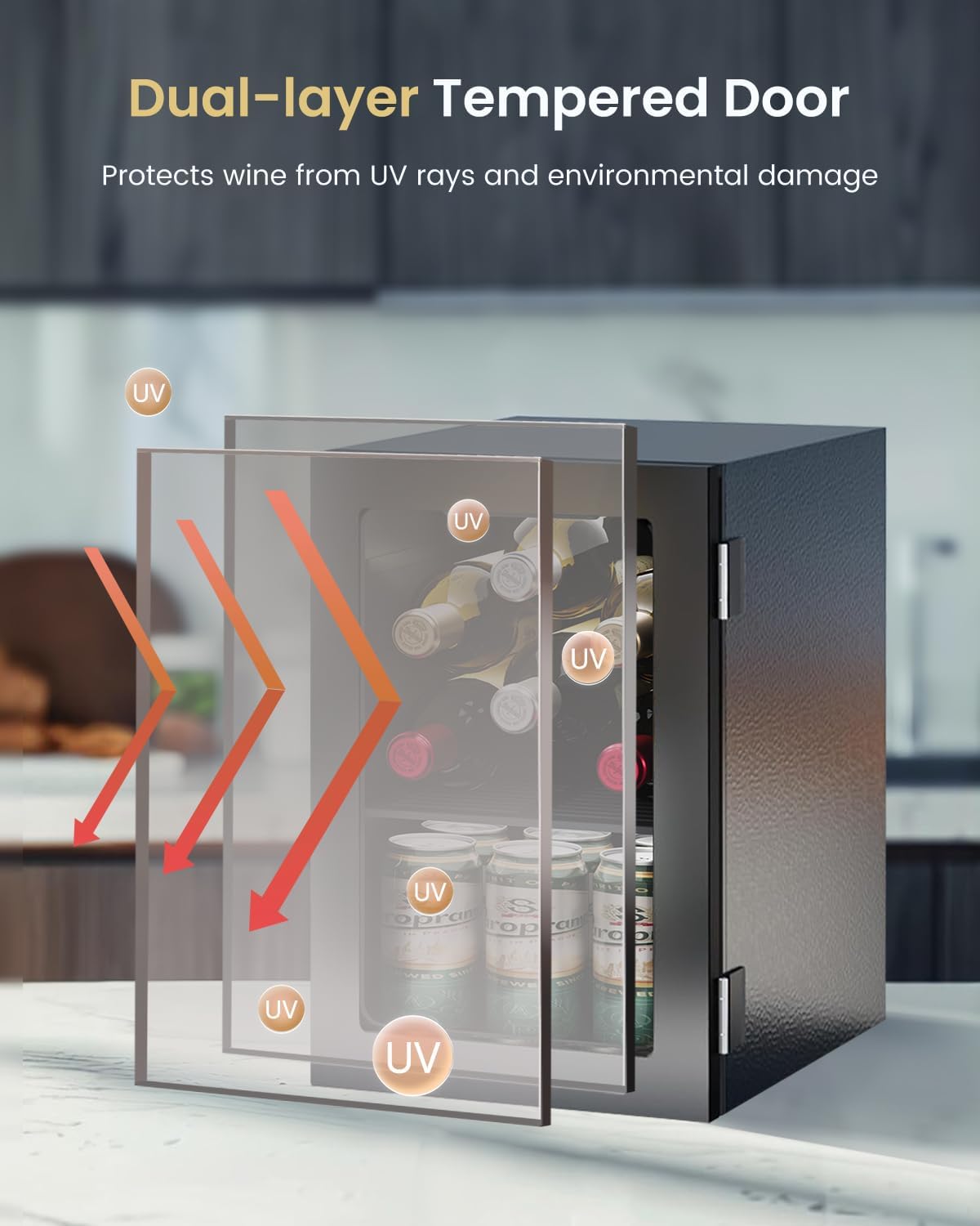 Feelfunn 24 Can Beverage Refrigerator, Mini Fridge, Black Jansha Store