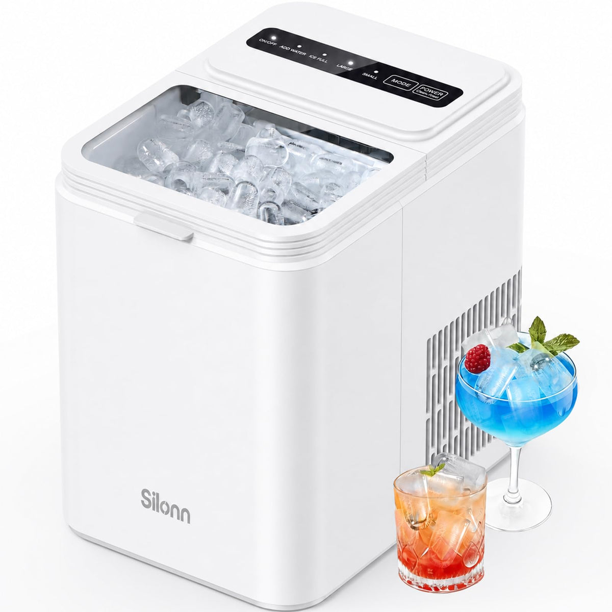 Silonn Ice Maker Countertop, Portable Ice Machine with Carry Handle, Self-Cleaning Ice Makers with Basket and Scoop, 9 Cubes in 6 Mins, 26 lbs per Day, Ideal for Home, Kitchen, Camping, RV Jansha Store