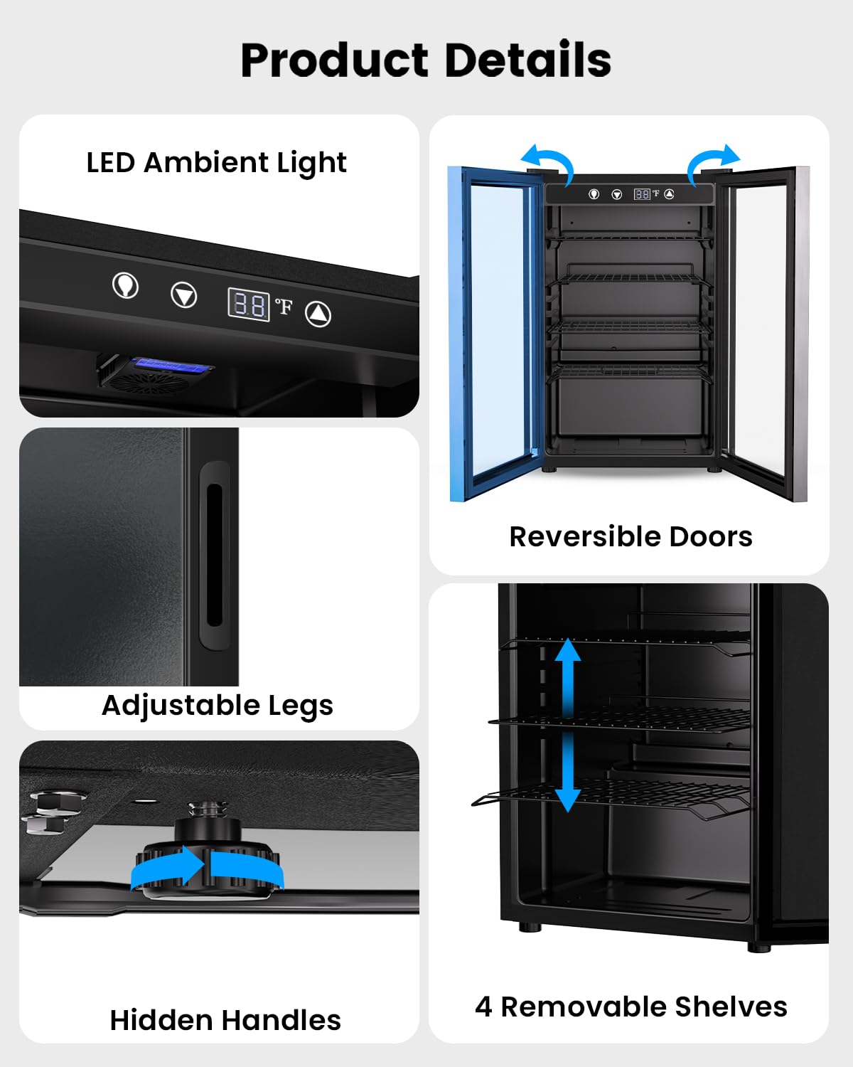 Feelfunn 3.2 Cu. Ft. Beverage Refrigerator, 126-Can Mini Fridge, 34-64°F Jansha Store