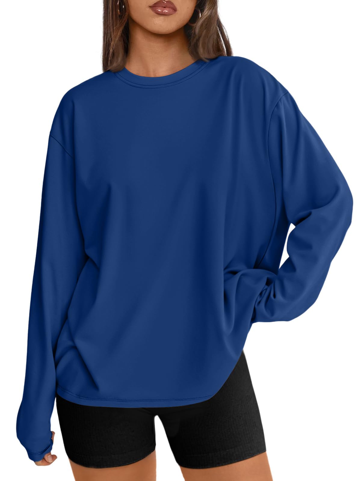 Trendy Queen Womens Oversized Long Sleeve Shirts Fall Tops 2026 Basic Tees Jansha Store