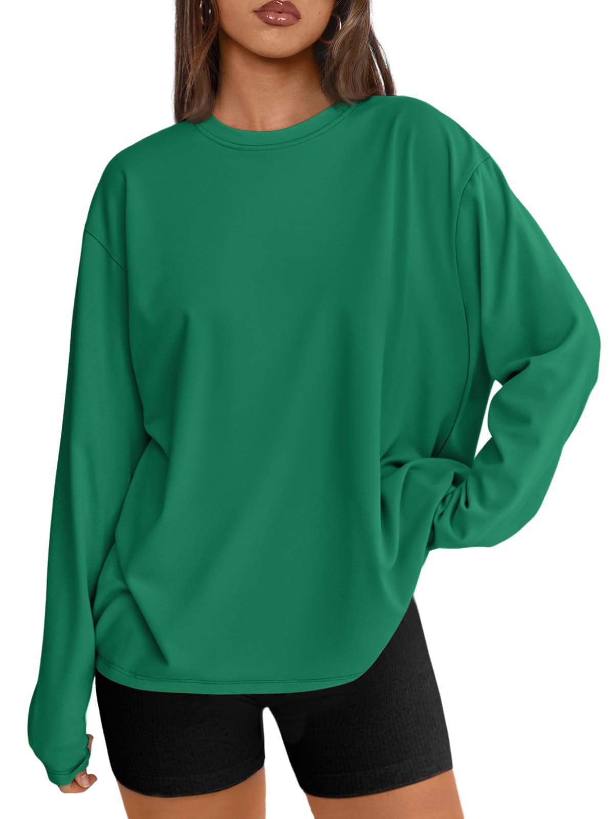 Trendy Queen Womens Oversized Long Sleeve Shirts Fall Tops 2026 Basic Tees Jansha Store