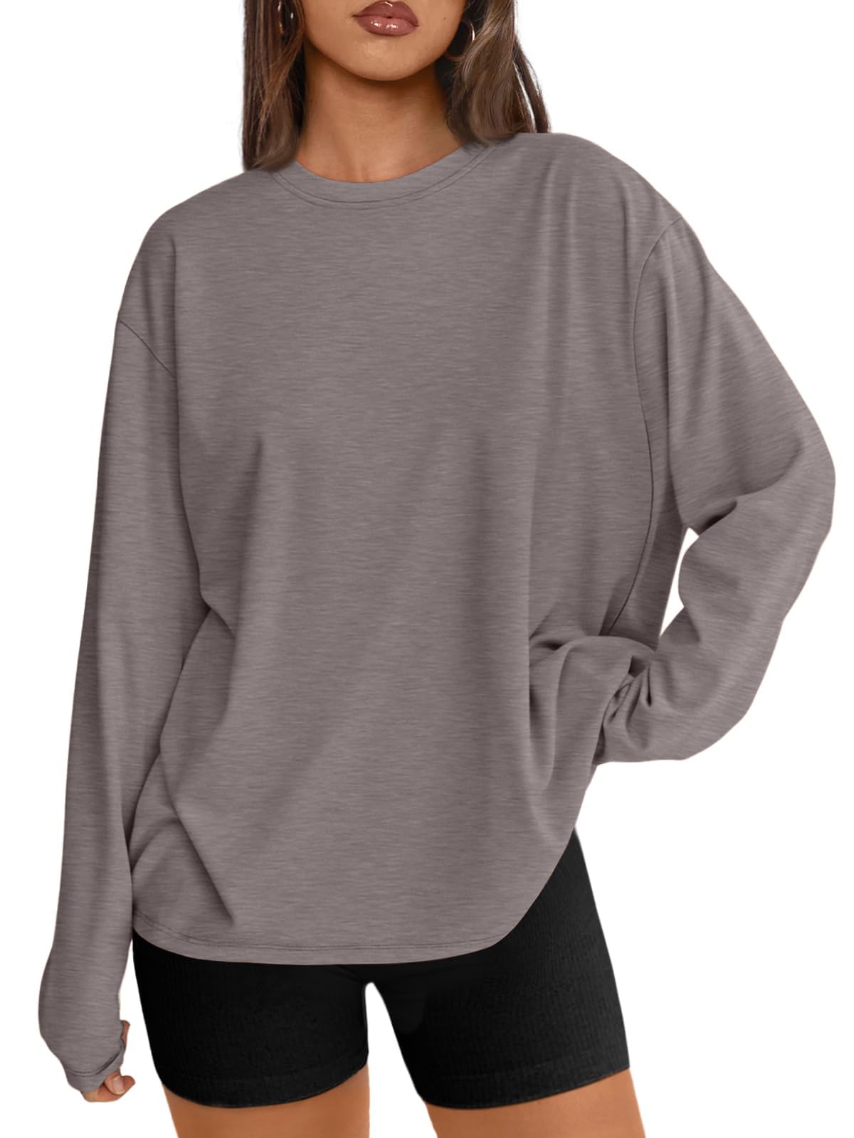 Trendy Queen Womens Oversized Long Sleeve Shirts Fall Tops 2026 Basic Tees Jansha Store