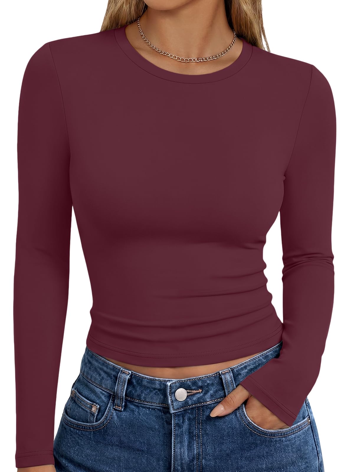 Trendy Queen Womens Long Sleeve T Shirts Fall Fashion Basic Y2K Tops 2026 Jansha Store