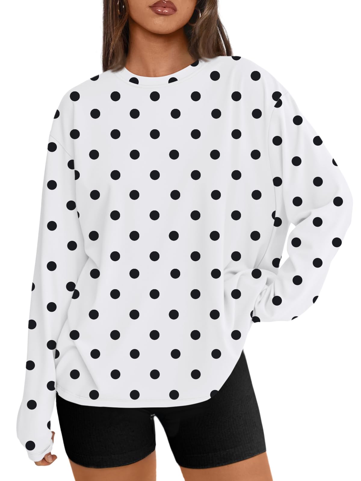 Trendy Queen Womens Oversized Long Sleeve Shirts Fall Tops 2026 Basic Tees Jansha Store
