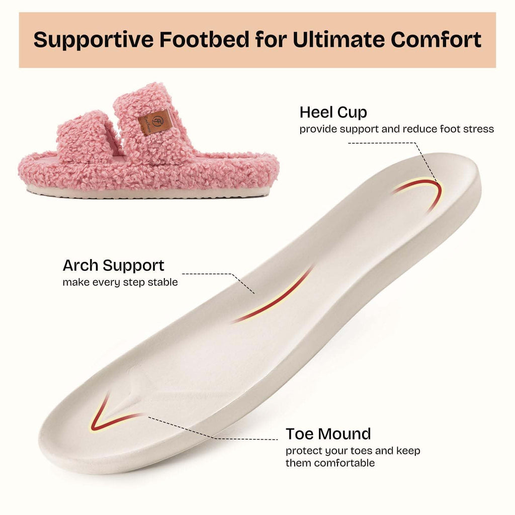 EverFoams Womens Fuzzy Open-toe Slippers Memory Foam Indoor House Shoes Jansha Store