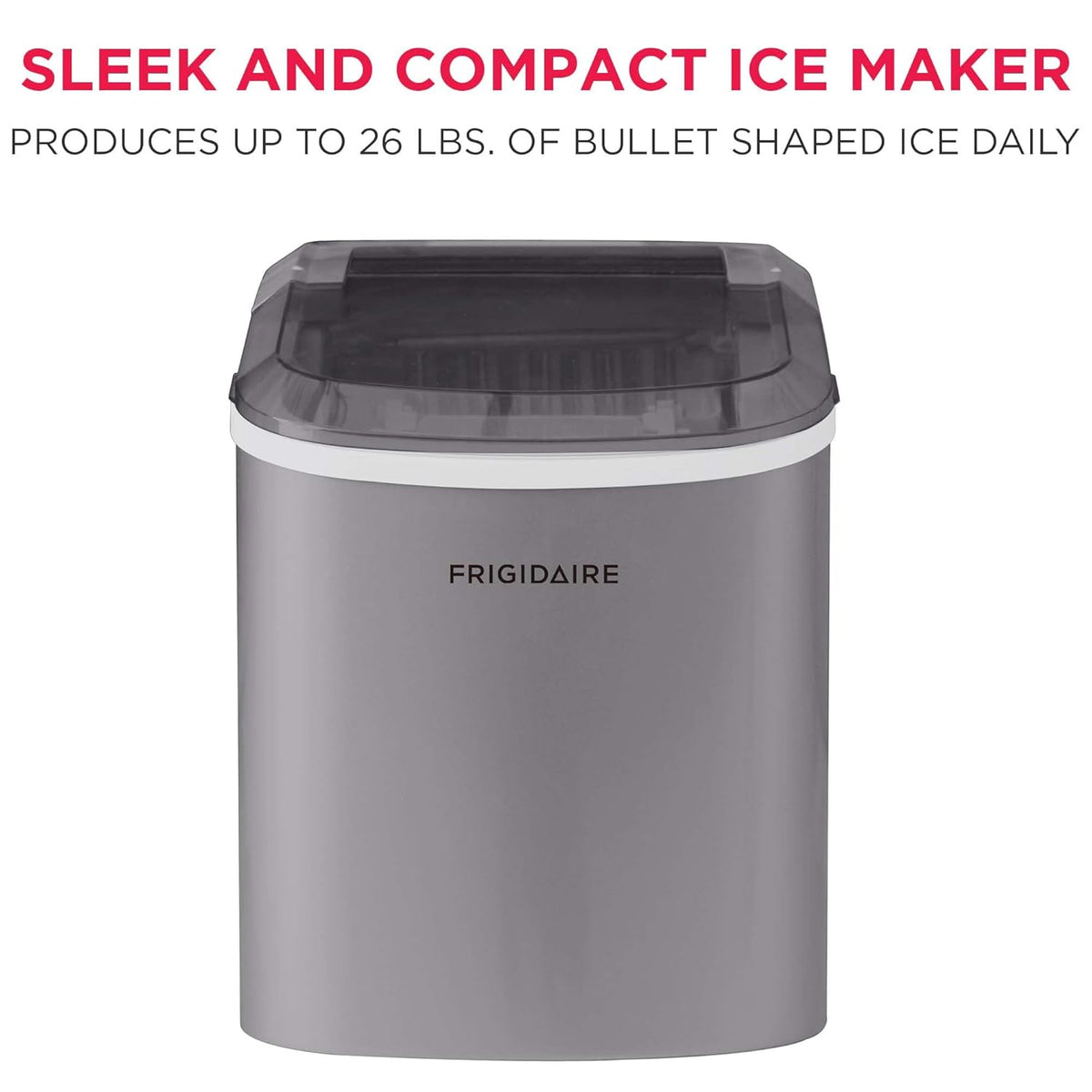 FRIGIDAIRE EFIC189-Silver Compact Ice Maker, 26 lb per Day, Silver Jansha Store