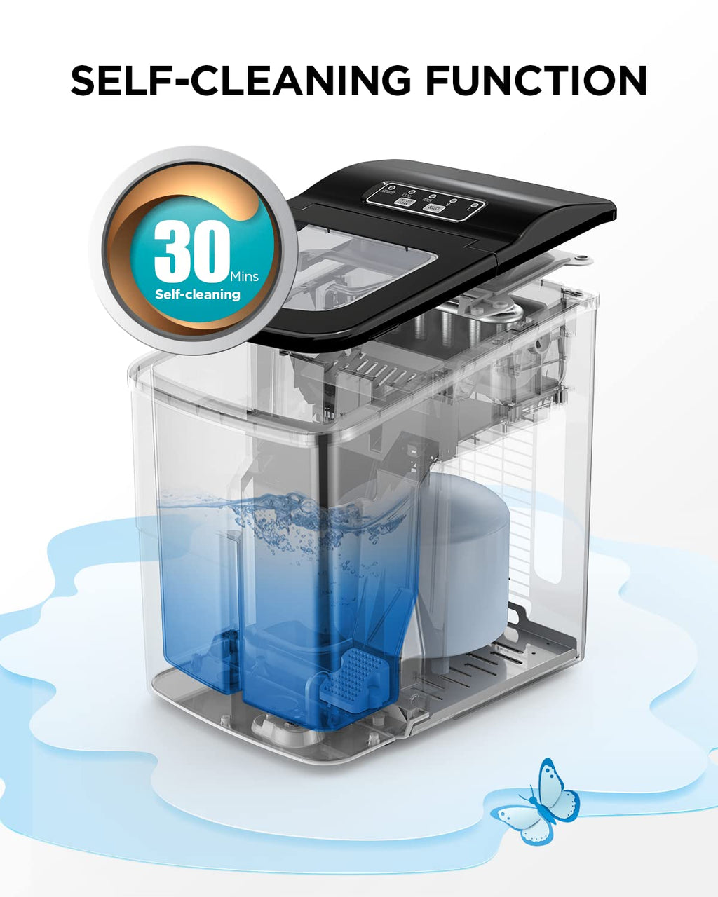 Silonn Nugget Ice Maker, Smart Countertop Ice Machine with APP & Voice Control, Self-Cleaning, 44lbs/24H Soft Chewable Sonic Ice, 3L Tank, for Home Kitchen & Party Jansha Store