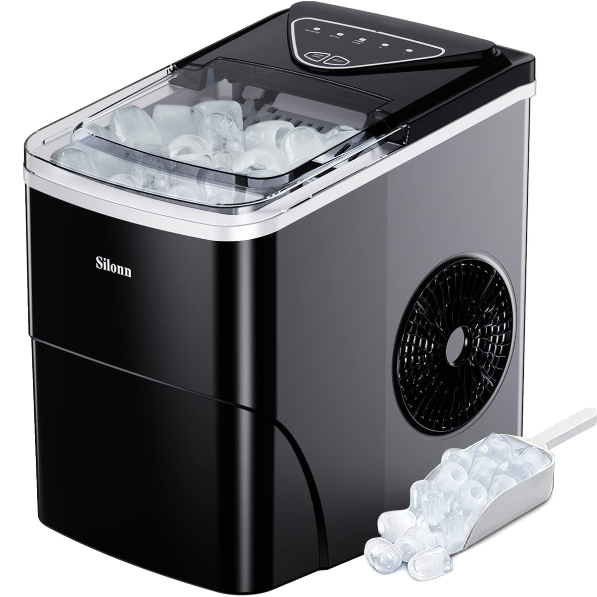 Silonn Nugget Ice Maker Countertop, Pellet Ice Machine with Self-Cleaning Function, Sonic Ice Maker Produces 36lbs of Chewable Ice in 24 Hours, Ideal for Home Kitchen and Office (Stainless Steel) Jansha Store