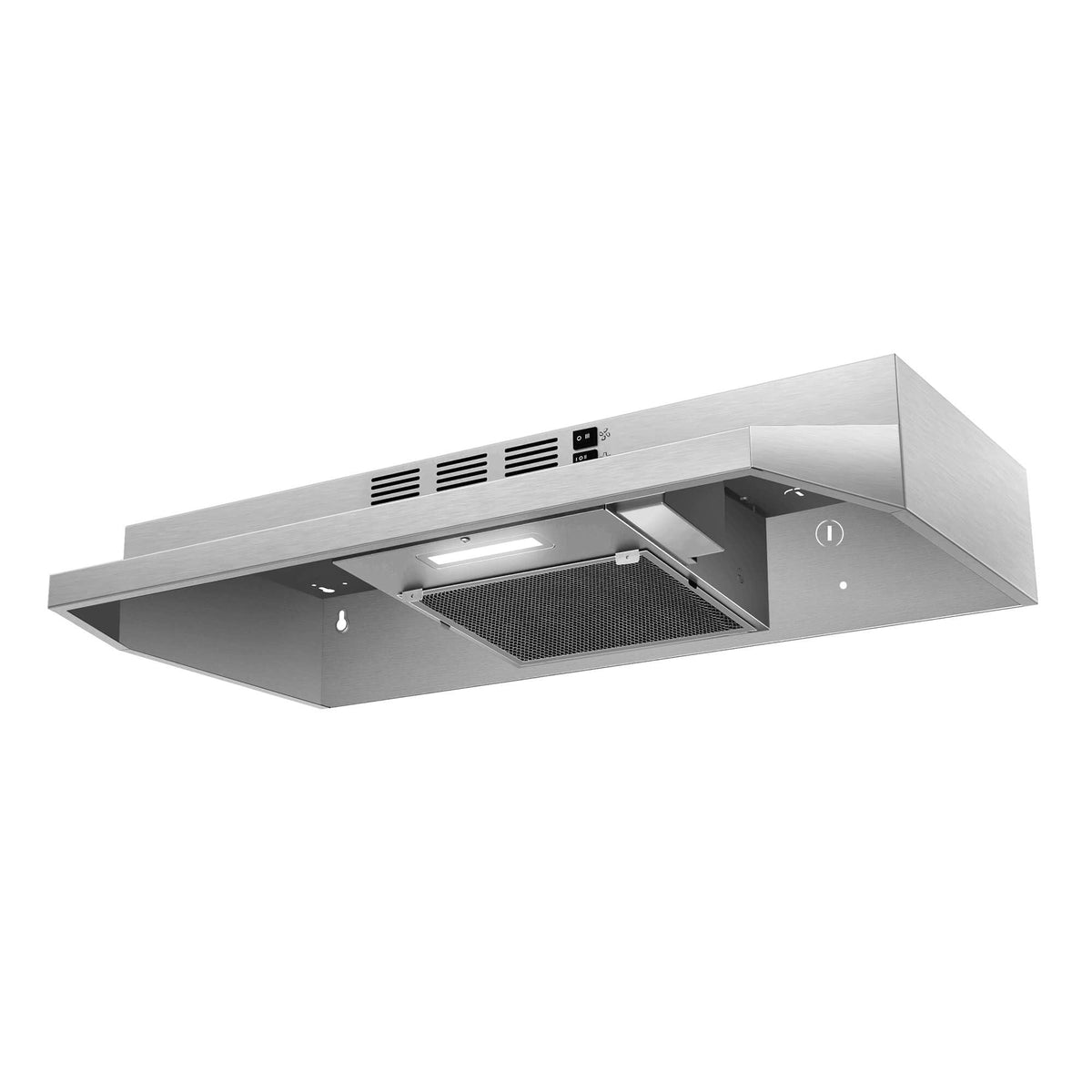SNDOAS Black Range Hood 36 inch,Ductless Under Cabinet Range Hood Included Carbon Sponge Filter,Ducted Optional,Kitchen Hood 36 inch with 2 Vents,2 Speeds,Hard Wired Stove Vent Jansha Store