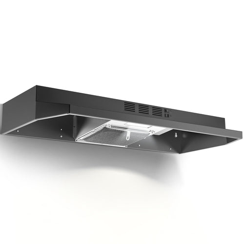 Range Hood 30 inch Under Cabinet, Stainless Steel Kitchen Vent Hood 280CFM, Built-in Kitchen Stove Hood w/Rocker Button Control, Ducted/Ductless Convertible Duct, 2 Speeds Fan, Bright LED Light Jansha Store
