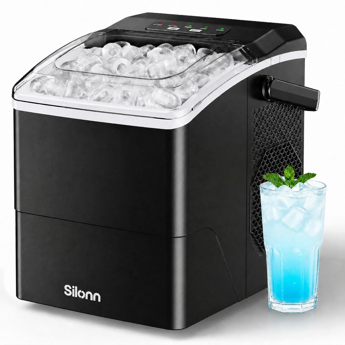 Silonn Nugget Ice Maker Countertop, Pellet Ice Machine with Self-Cleaning Function, Sonic Ice Maker Produces 36lbs of Chewable Ice in 24 Hours, Ideal for Home Kitchen and Office (Stainless Steel) Jansha Store