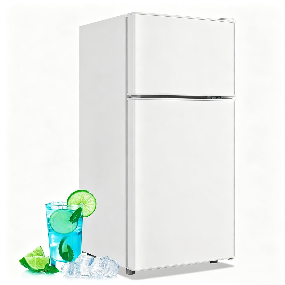 DEMULLER 45L Personal Double‑Door Mini Fridge With Freezer, Black Jansha Store