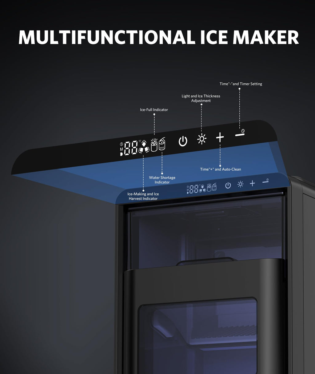 COWSAR Nugget Countertop Ice Maker, Automatic Ice Dispenser, 33 lbs/Day Chewable Pellet Ice Machine with Self-Cleaning & Measured Dispensing, Portable Ice Maker for Home, Kitchen, Office Jansha Store