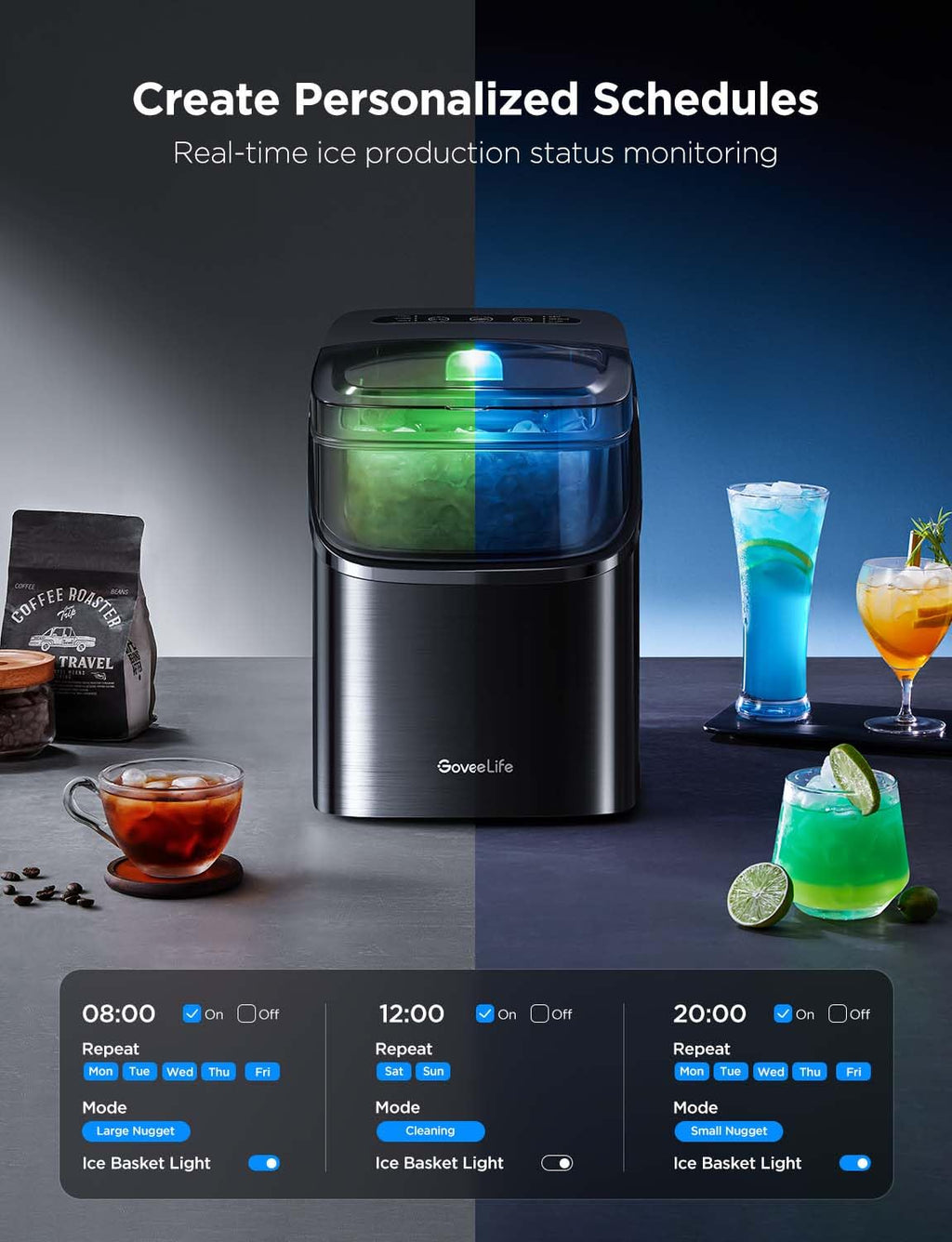 GoveeLife Smart Ice Maker, 9 Ice Cubes in 6 Mins 3 Sizes, 26lbs/Day, Silver Jansha Store