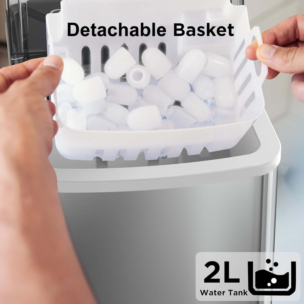 Silonn Ice Maker Countertop, Portable Ice Machine with Carry Handle, Self-Cleaning Ice Makers with Basket and Scoop, 9 Cubes in 6 Mins, 26 lbs per Day, Ideal for Home, Kitchen, Camping, RV Jansha Store