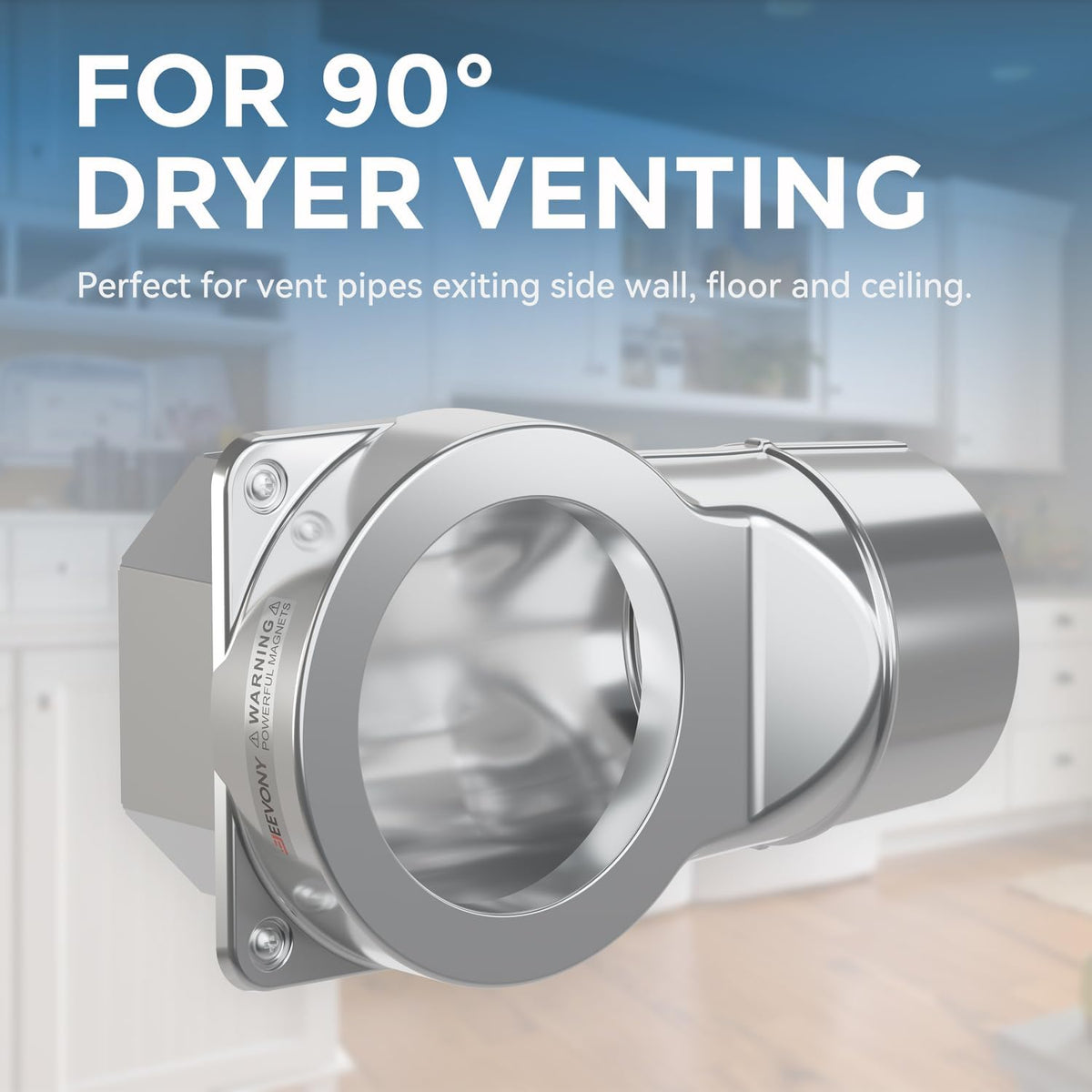 Magnetic Dryer Vent Coupling DV90 Airtight Seal Dryer Vent Connector Kit Easy to Clean Quick Connector Including a 2.6ft 4" Duct and two Clamps Jansha Store