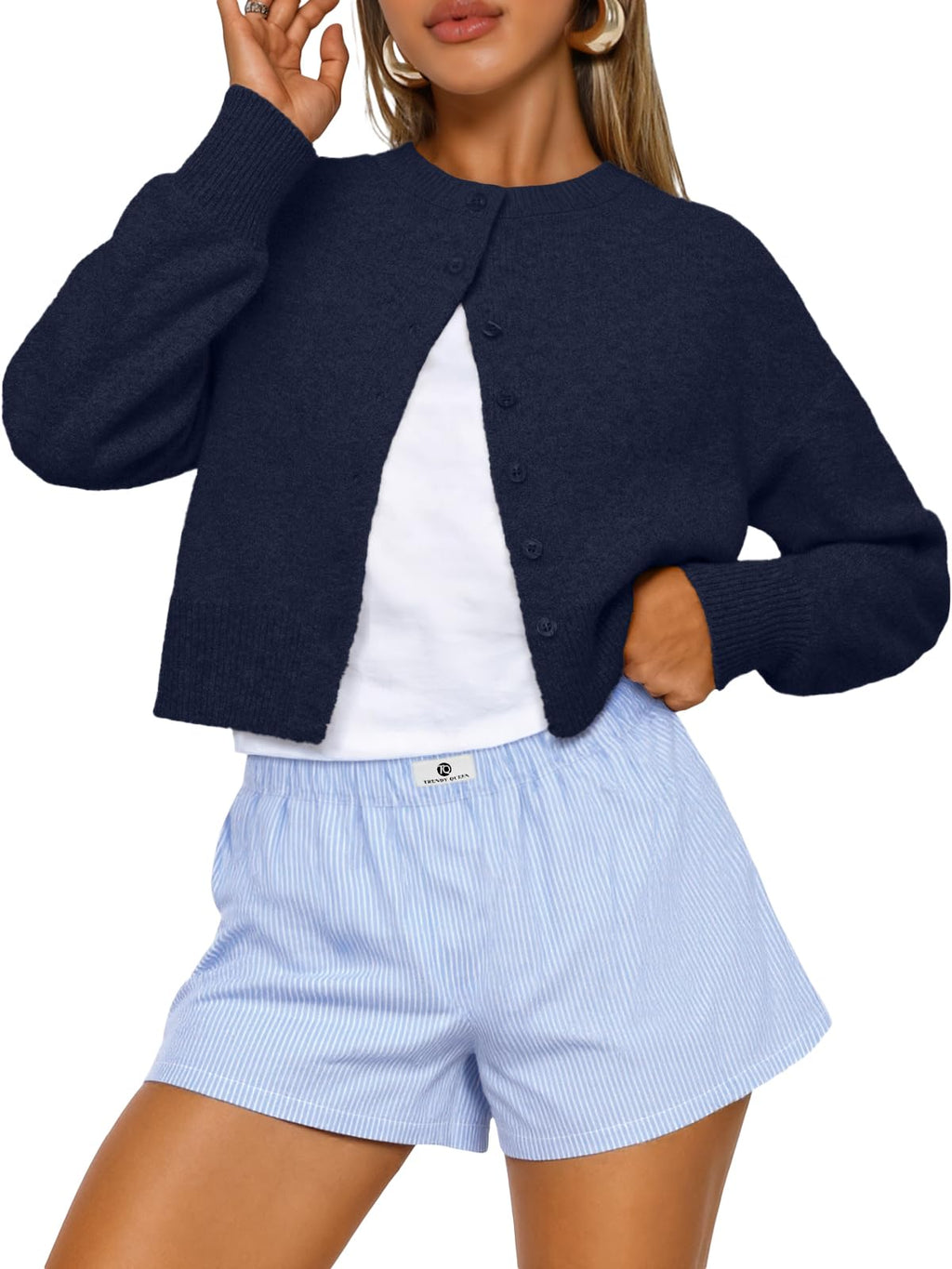 Trendy Queen Cropped Cardigan Sweaters for Women Fall Fashion Clothes 2026 Jansha Store
