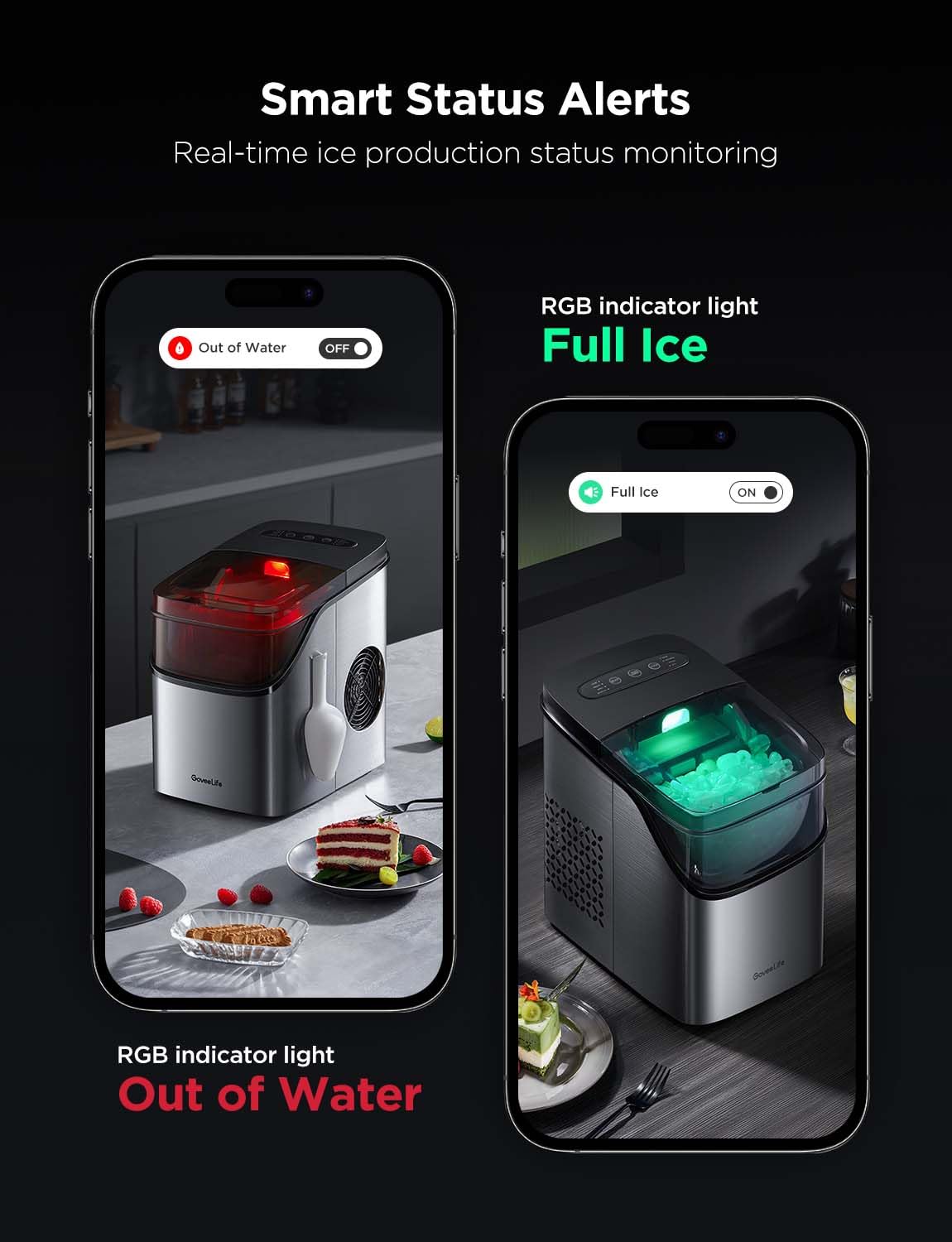 GoveeLife Smart Ice Maker, 9 Ice Cubes in 6 Mins 3 Sizes, 26lbs/Day, Silver Jansha Store