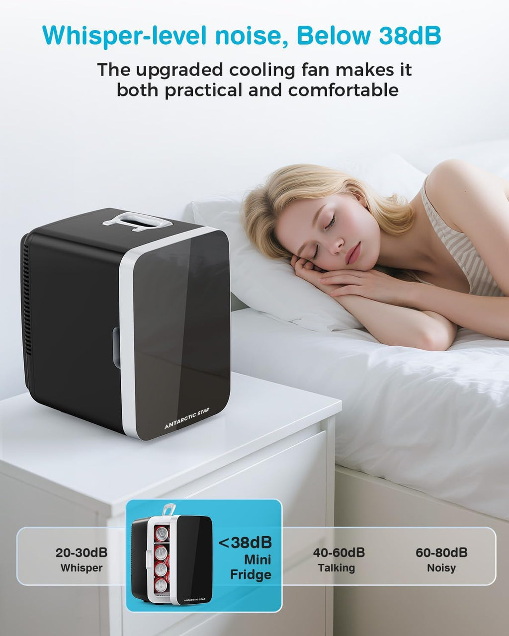 Antarctic Star Compact Mini Fridge, 10L Portable Small Refrigerator, 2.6 Gal Desktop Fridge with AC/DC Adapters, Small Cosmetics Cooler for Beverage, Food, Makeup, Bedroom, Office, Dorm, Black Jansha Store