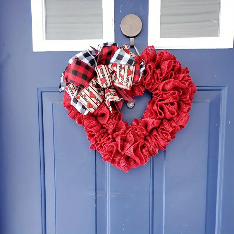 Valentine's Day Wrinkled Hemp Rope Heart-shaped Wreath CAN