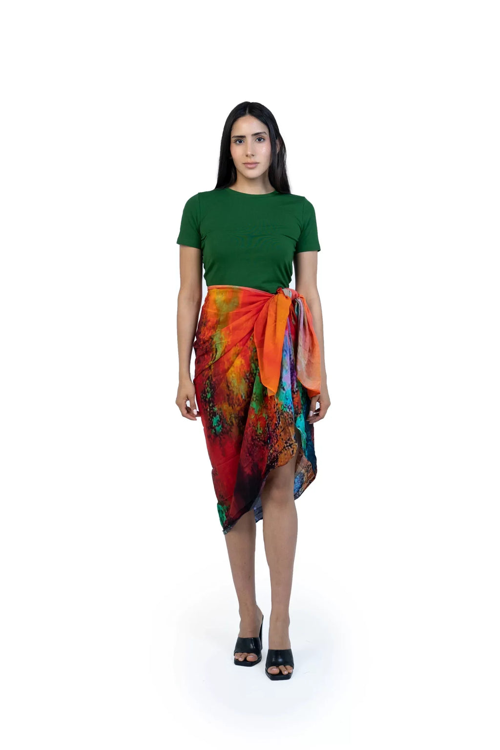 Roar Abstract Print Sarong - Red & Multicolor Beach Cover Up-4