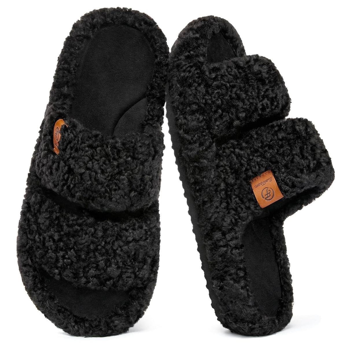 EverFoams Womens Fuzzy Open-toe Slippers Memory Foam Indoor House Shoes Jansha Store