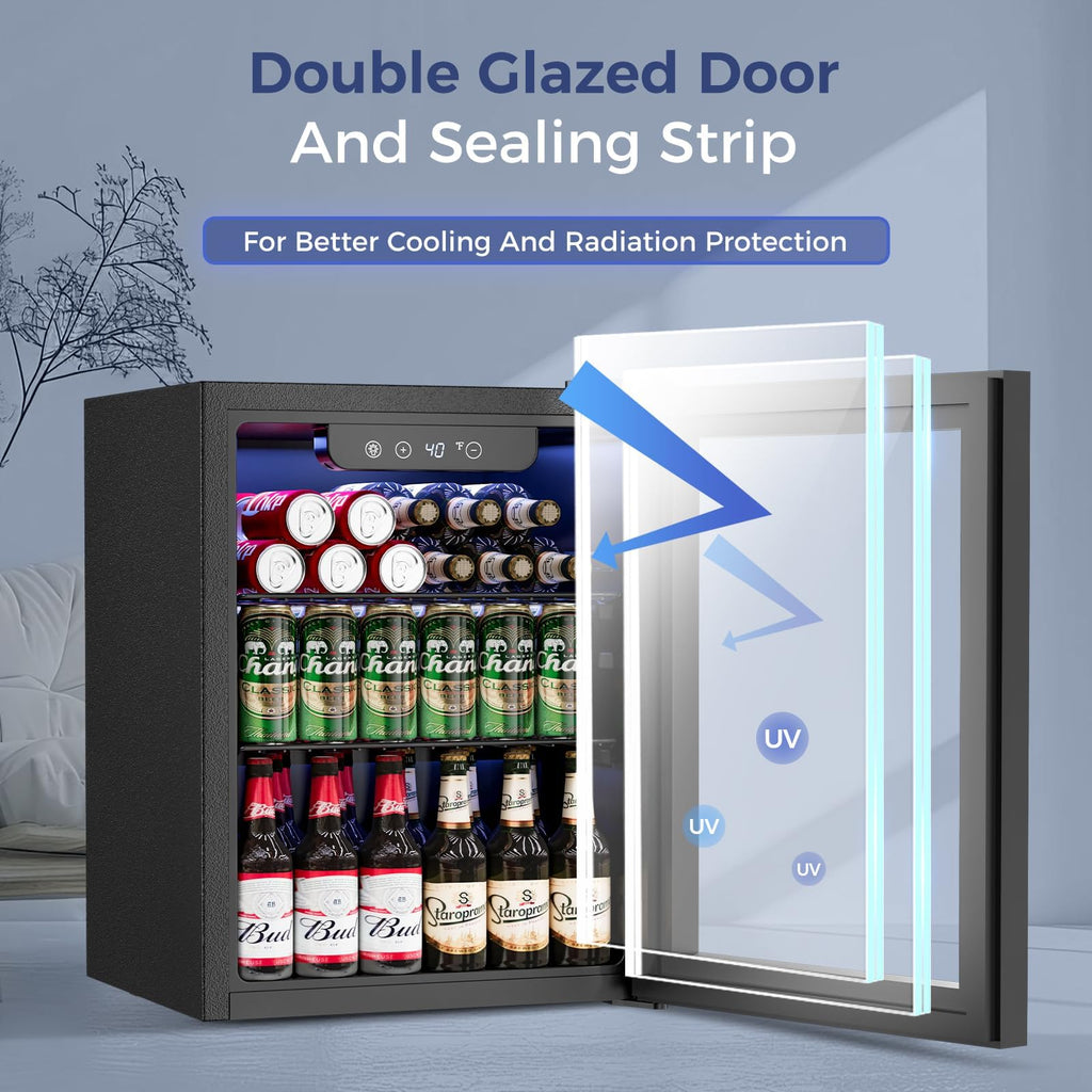 Feelfunn 24 Can Beverage Refrigerator, Mini Fridge, Black Jansha Store
