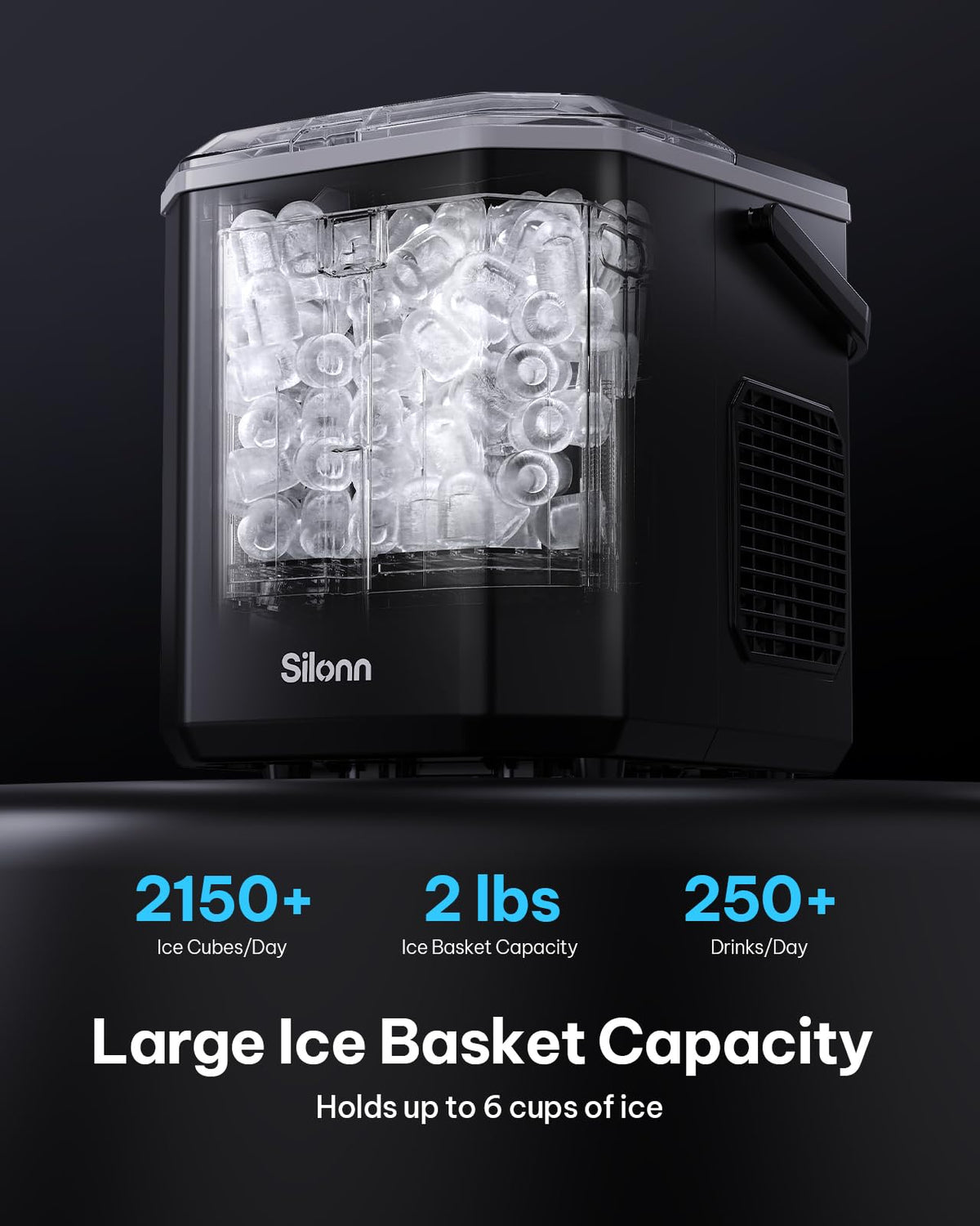Silonn Ice Maker Countertop, 8 Bullet Ice Cubes in 6 Mins, 26.5 Lbs per Day, 2 Size Options, Self-Cleaning & Portable for Kitchen, Office, Party, RV Camping Jansha Store