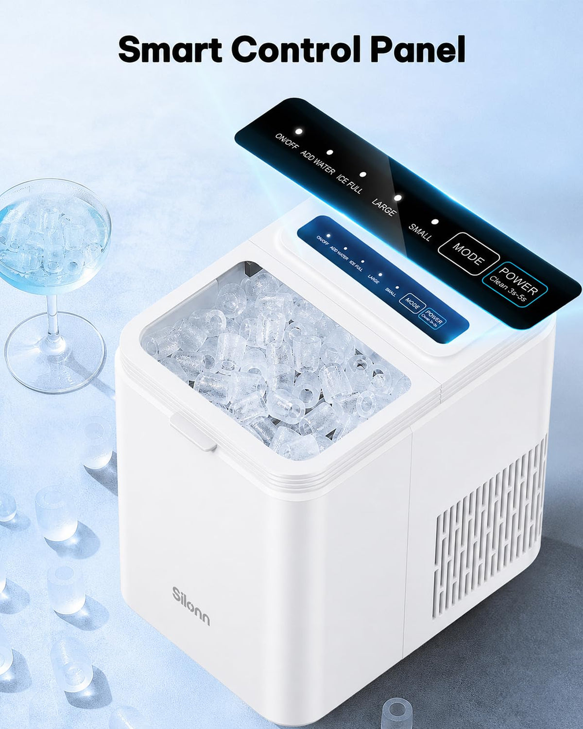 Silonn Ice Maker Countertop, Portable Ice Machine with Carry Handle, Self-Cleaning Ice Makers with Basket and Scoop, 9 Cubes in 6 Mins, 26 lbs per Day, Ideal for Home, Kitchen, Camping, RV Jansha Store