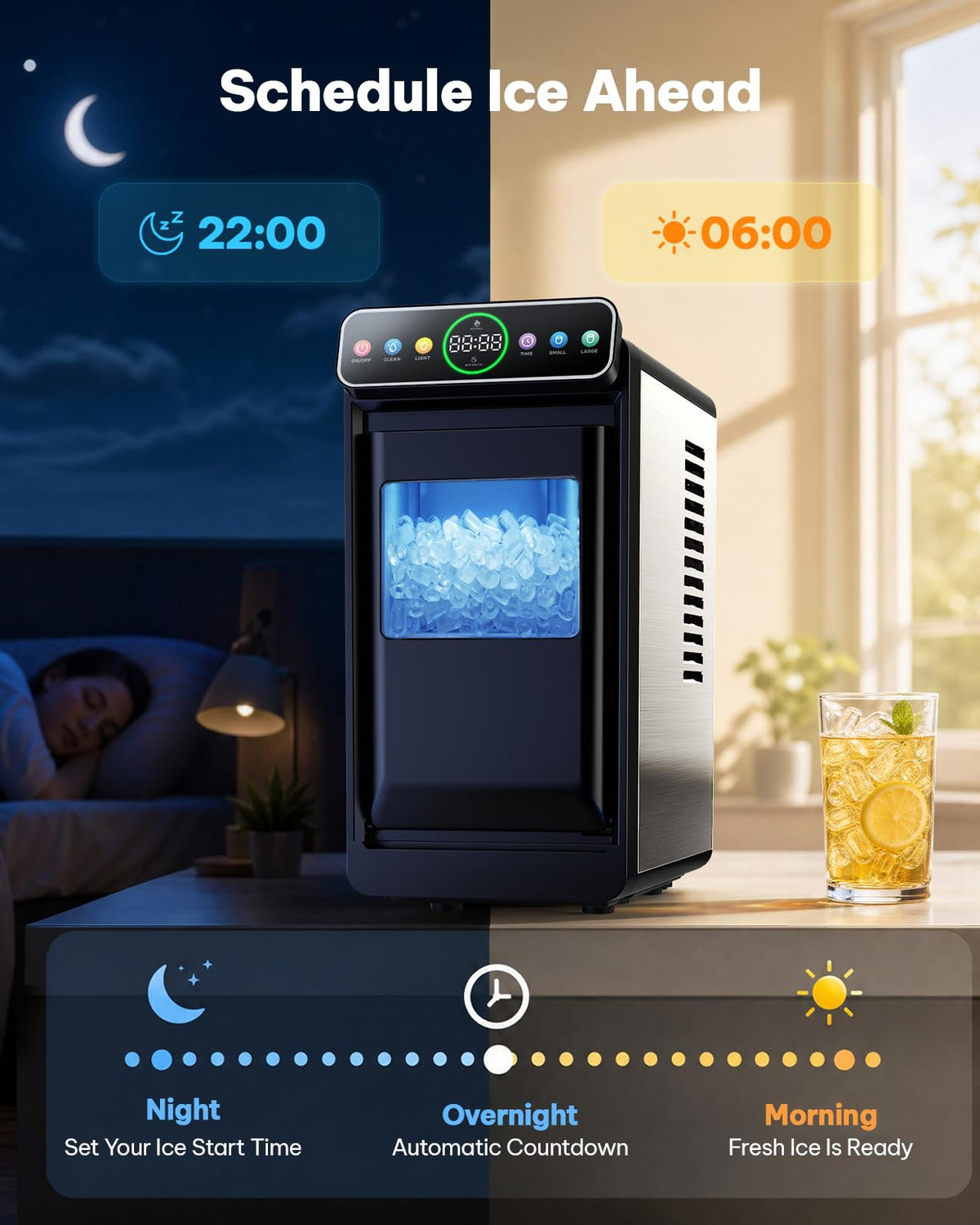Silonn Ice Maker Countertop, Portable Ice Machine with Carry Handle, Self-Cleaning Ice Makers with Basket and Scoop, 9 Cubes in 6 Mins, 26 lbs per Day, Ideal for Home, Kitchen, Camping, RV Jansha Store